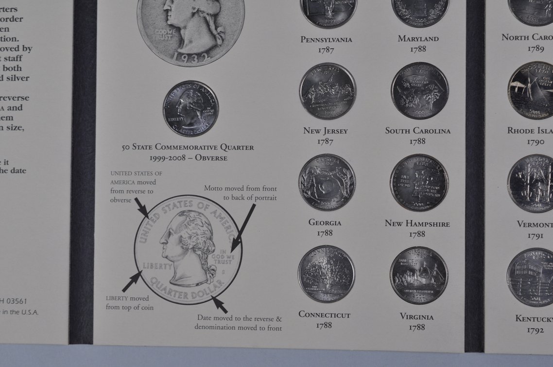 1999-2008 Fifty State Commemorative Quarters and Empty Half Dollar Folder, photo 6 of 15