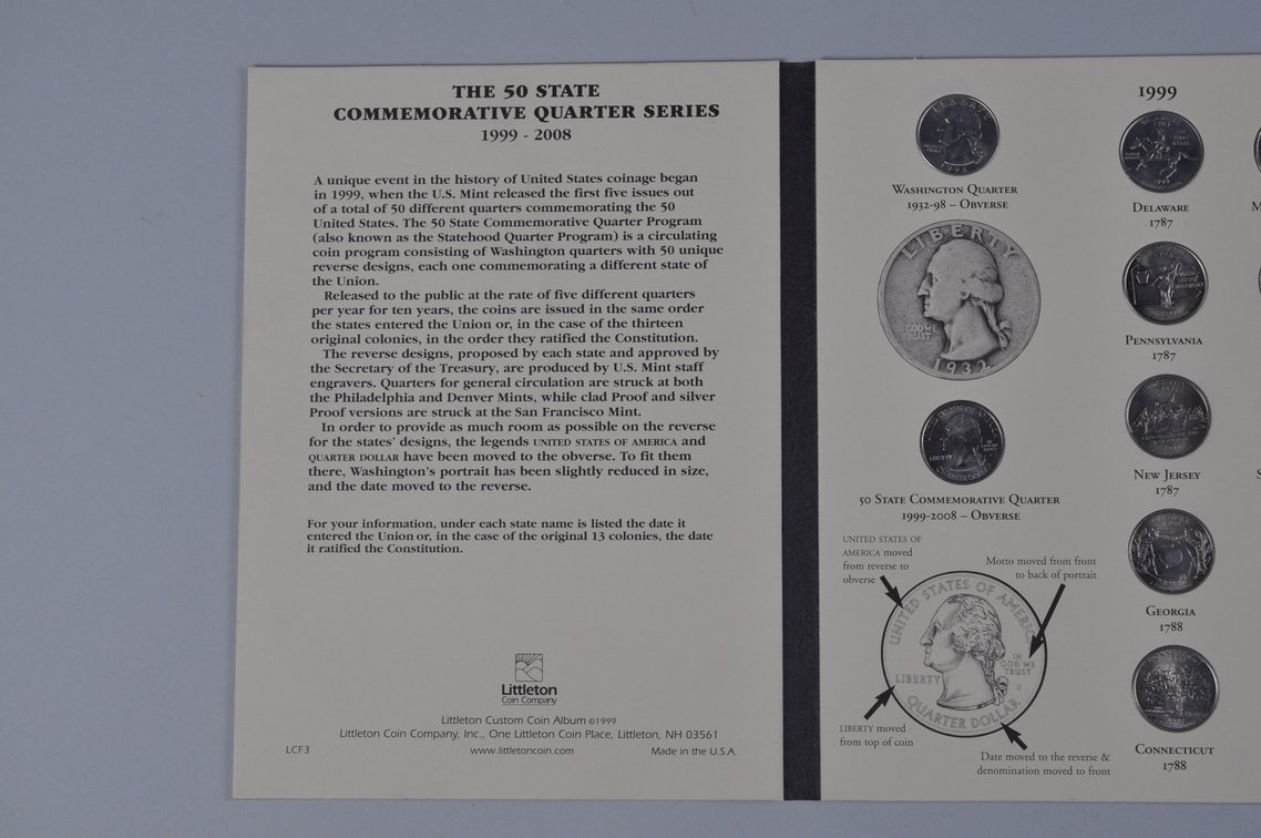 1999-2008 Fifty State Commemorative Quarters and Empty Half Dollar Folder, photo 4 of 15