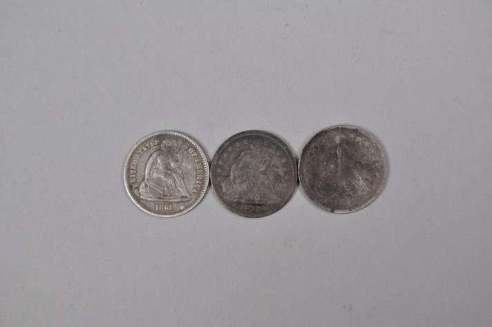 1838 and 1857 and 1861 Liberty Seated Half Dimes