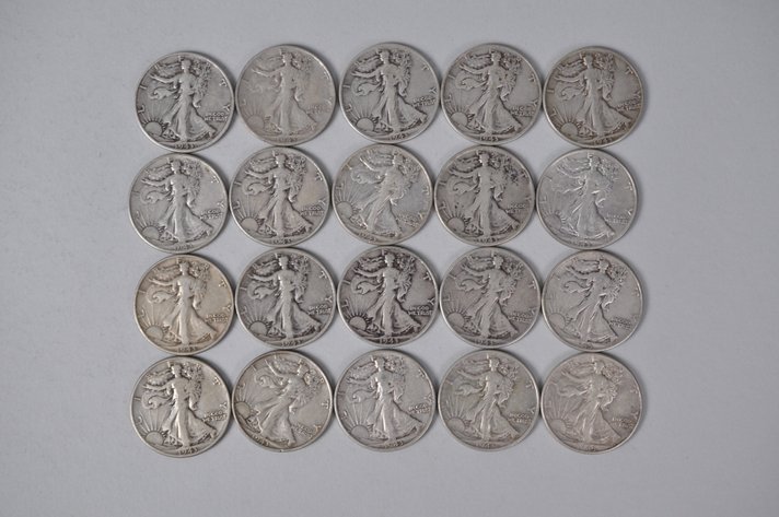 1943 Walking Liberty US Silver Half Dollars