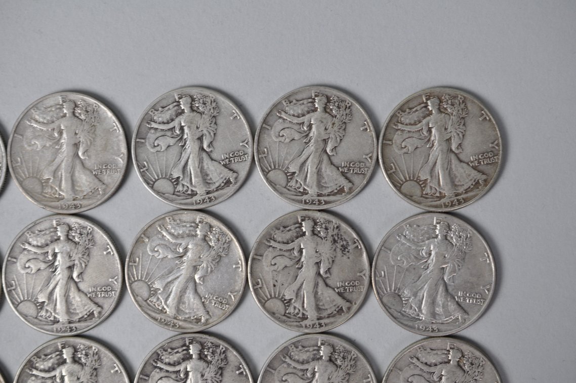 1943 Walking Liberty US Silver Half Dollars, photo 3 of 10