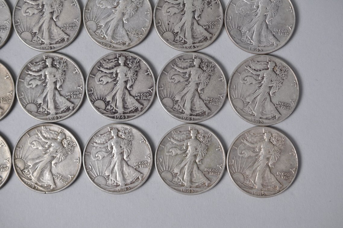 1943 Walking Liberty US Silver Half Dollars, photo 5 of 10