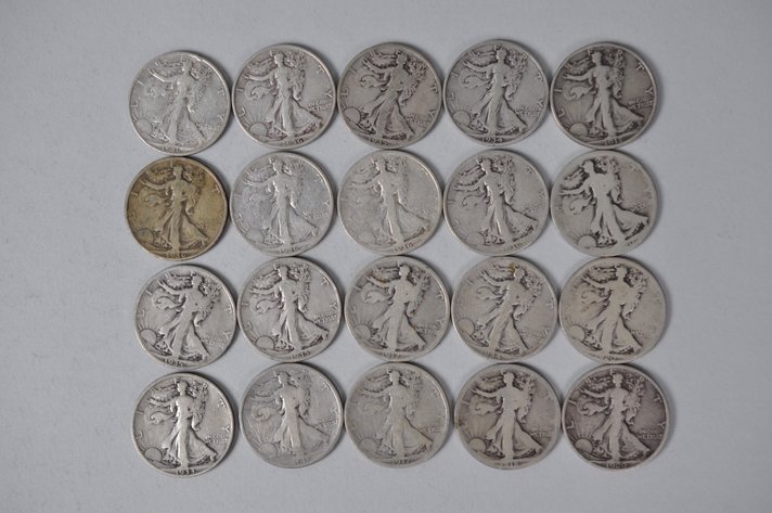 1917-1918, 1920, 1933-1936 US Silver Half Dollars