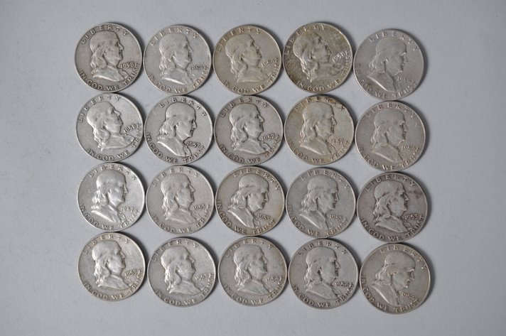 1953-1954, 1957-1958 US Silver Half Dollars