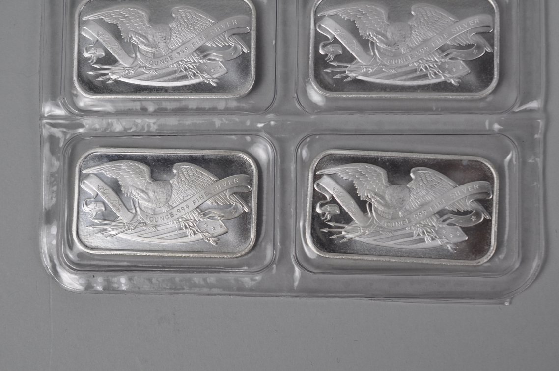 Silvertowne Ten 1 ozt. .999 Fine Silver Bars in Plastic Sheet, photo 5 of 14