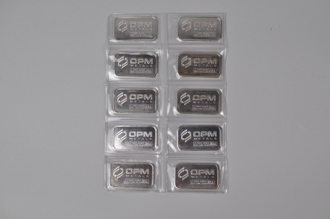 OPM Metals Ten 1 ozt. .999 Fine Silver Bars in Plastic, photo 2 of 15