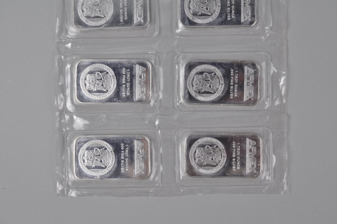Eight American Precious Metals Exchange 1 Tray Ozt Fine Silver Bars, photo 11 of 15