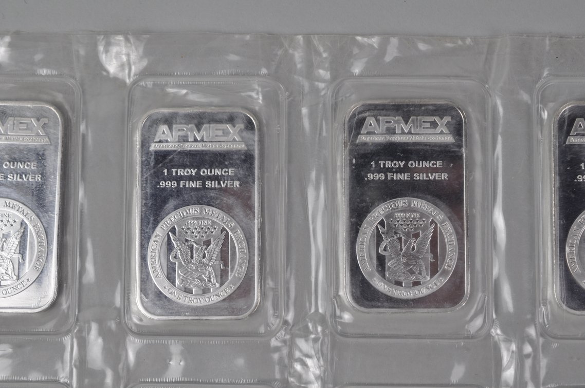 Eight American Precious Metals Exchange 1 Tray Ozt Fine Silver Bars, photo 15 of 15