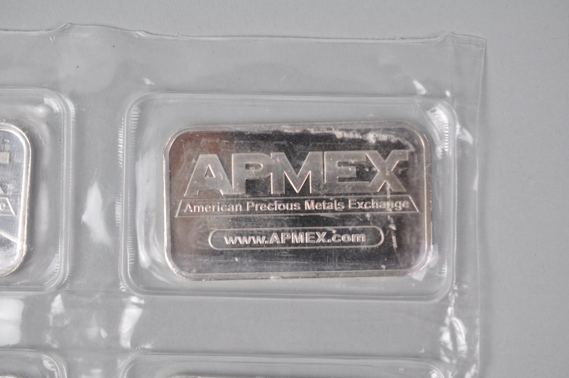 Eight American Precious Metals Exchange 1 Tray Ozt Fine Silver Bars, photo 8 of 15