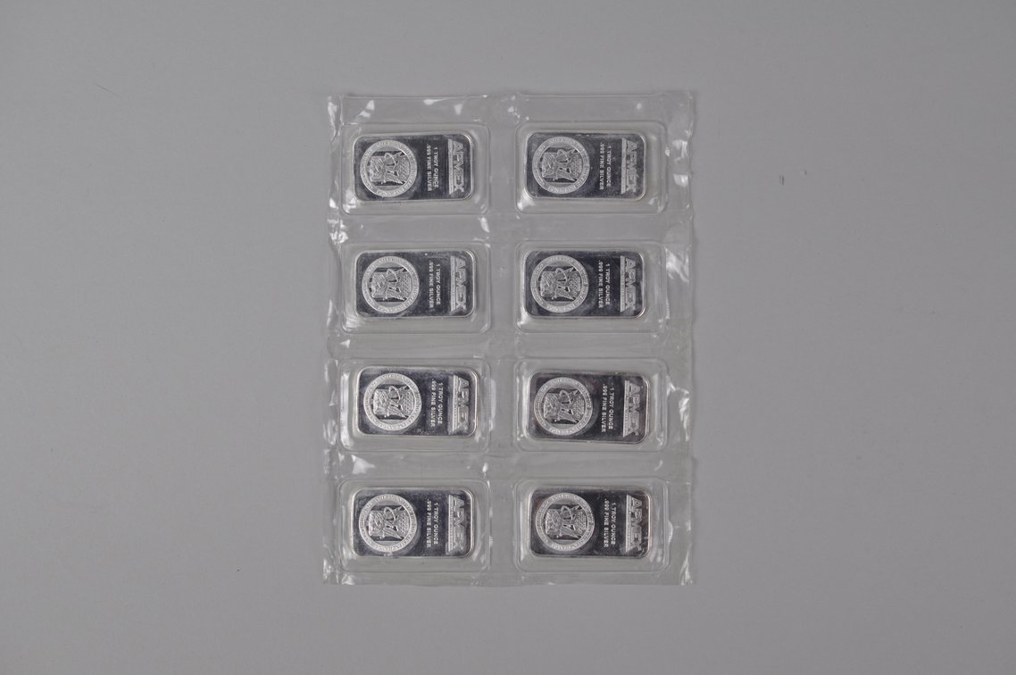 Eight American Precious Metals Exchange 1 Tray Ozt Fine Silver Bars, photo 9 of 15