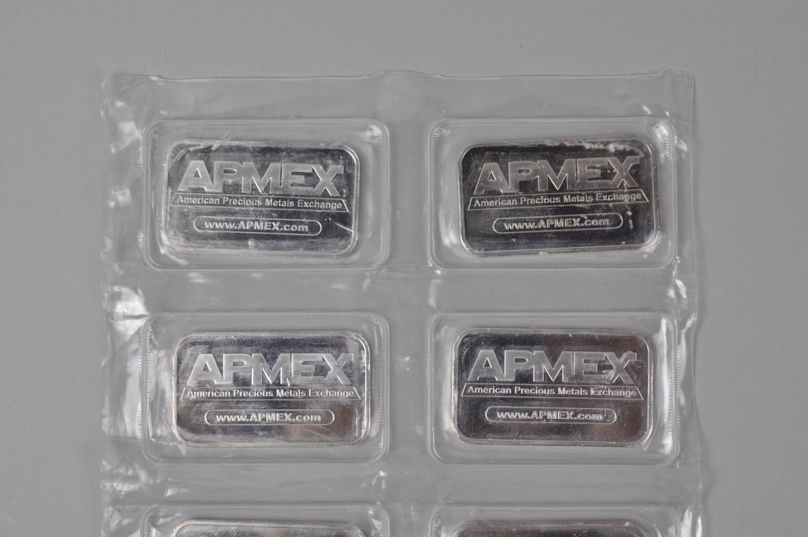 Eight American Precious Metals Exchange 1 Tray Ozt Fine Silver Bars, photo 4 of 15