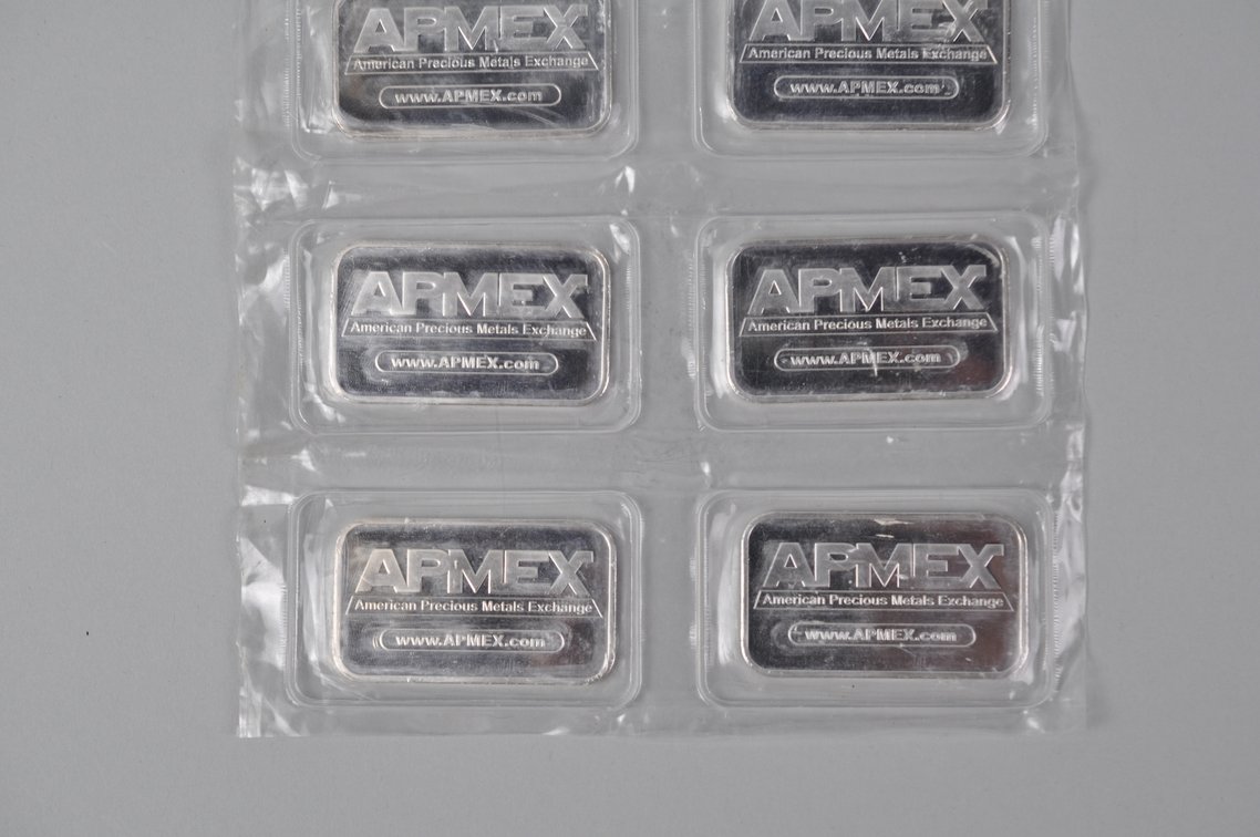 Eight American Precious Metals Exchange 1 Tray Ozt Fine Silver Bars, photo 5 of 15