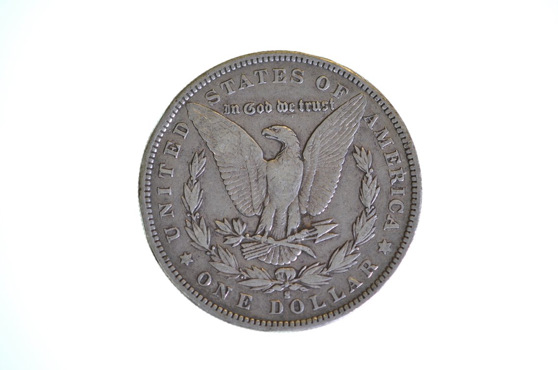 1892 Silver Morgan Dollar San Francisco, photo 2 of 2