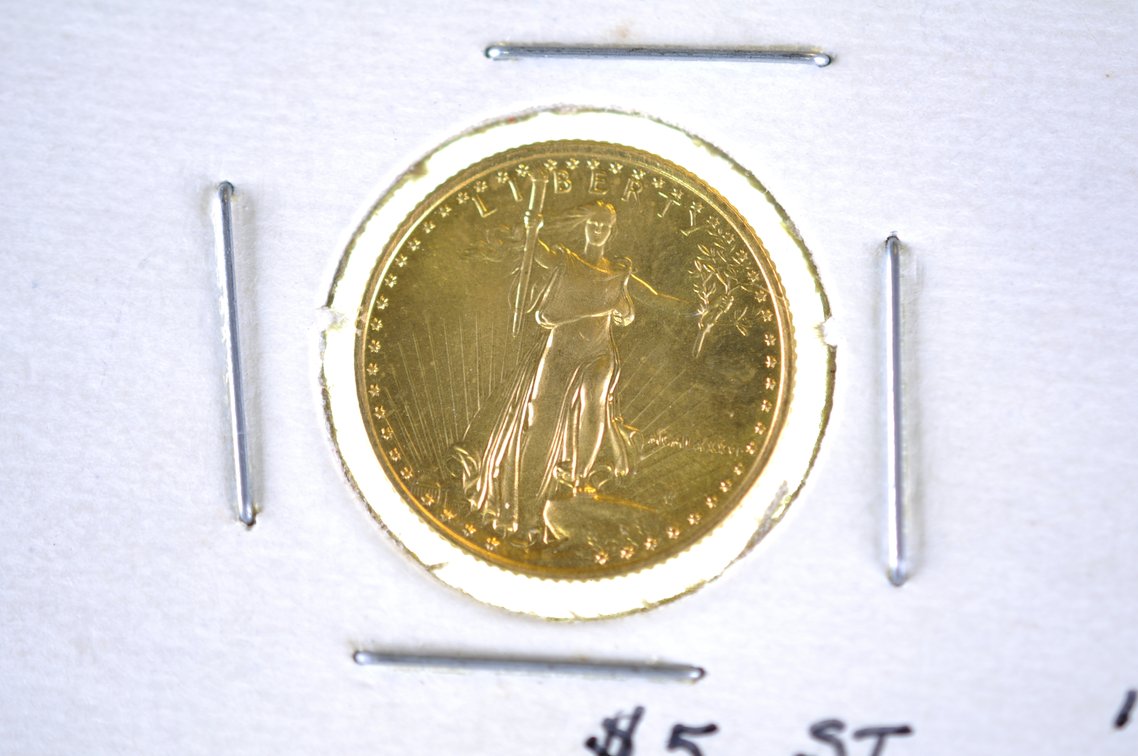 1986 Five Dollars U.S. Walking Liberty Gold Coin, photo 2 of 4