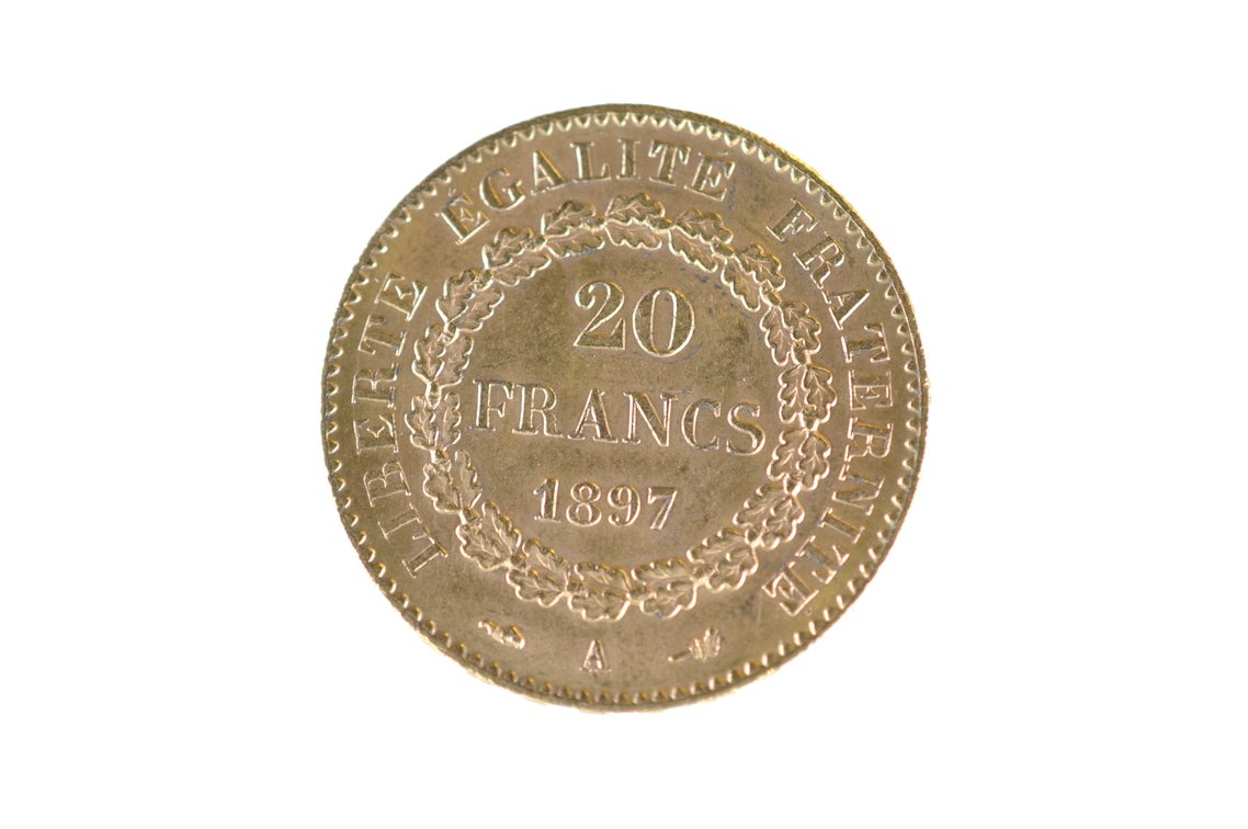 1897 20 Francs French Republic Gold Coin, photo 3 of 4