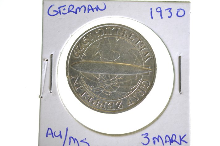 1930 German Three Reichsmark Coin