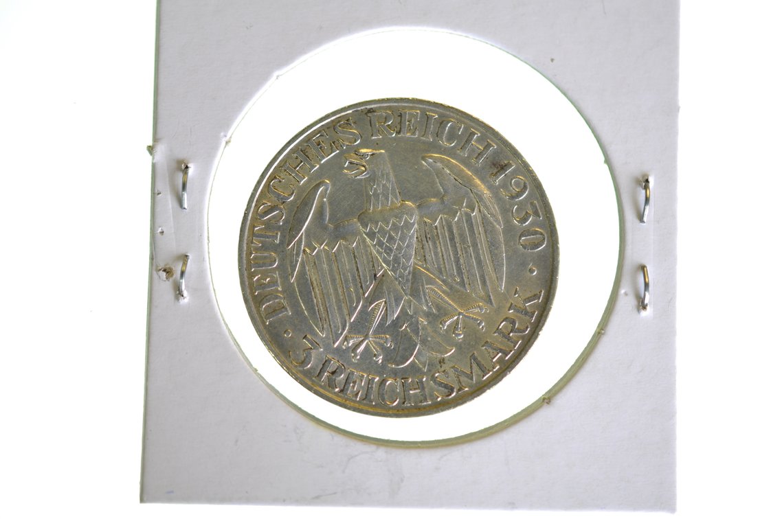 1930 German Three Reichsmark Coin, photo 3 of 4