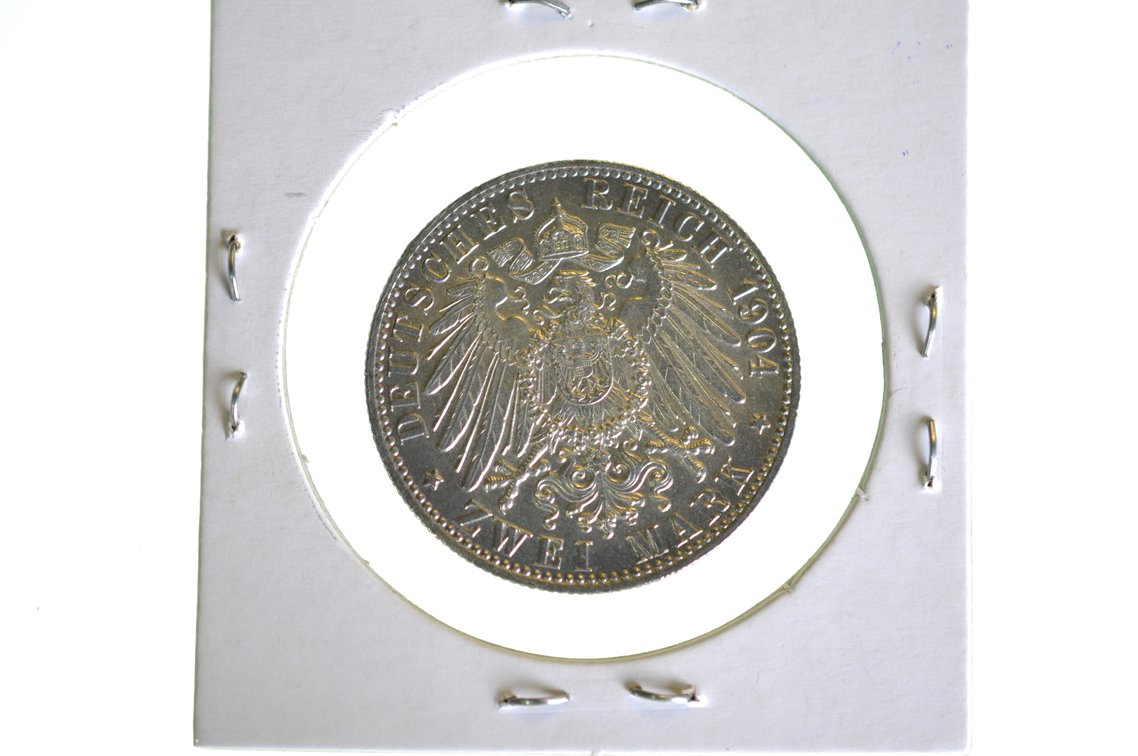 1904 German Bermen Two Zwei Mark Coin, photo 4 of 4