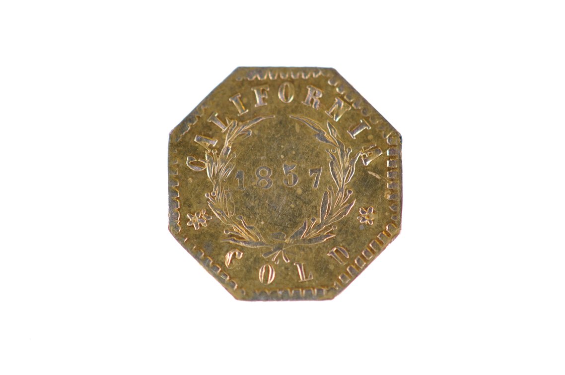 1857 Indian Head California Octagonal Gold Coin, photo 3 of 4
