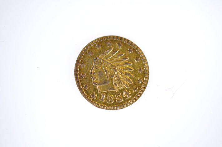 1854 Indian Head Califorinia Round Gold Coin