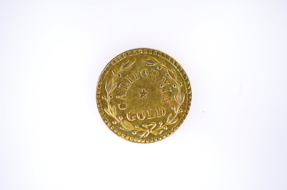 1854 Indian Head Califorinia Round Gold Coin, photo 2 of 3