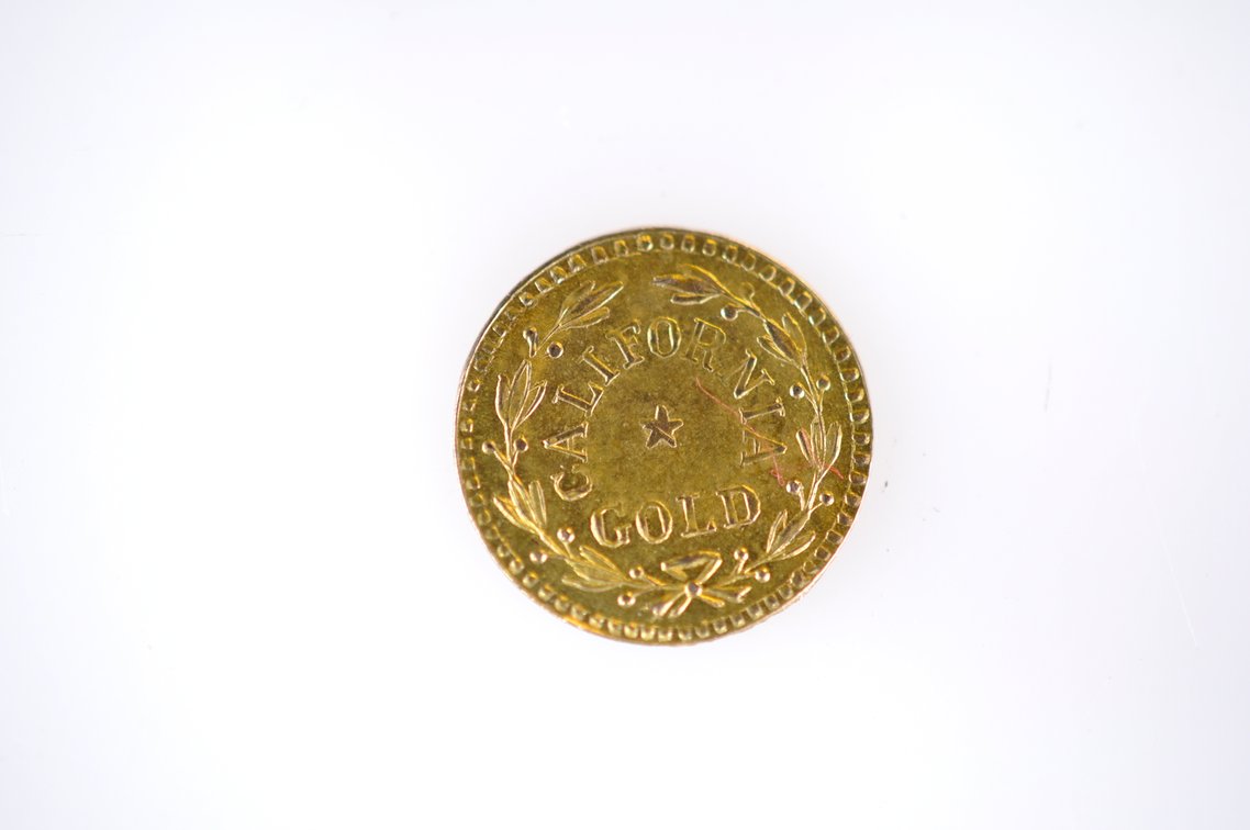 1854 Indian Head Califorinia Round Gold Coin, photo 3 of 3