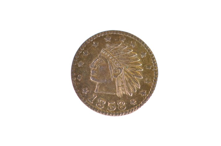 1858 Indian Head California Round Gold Coin