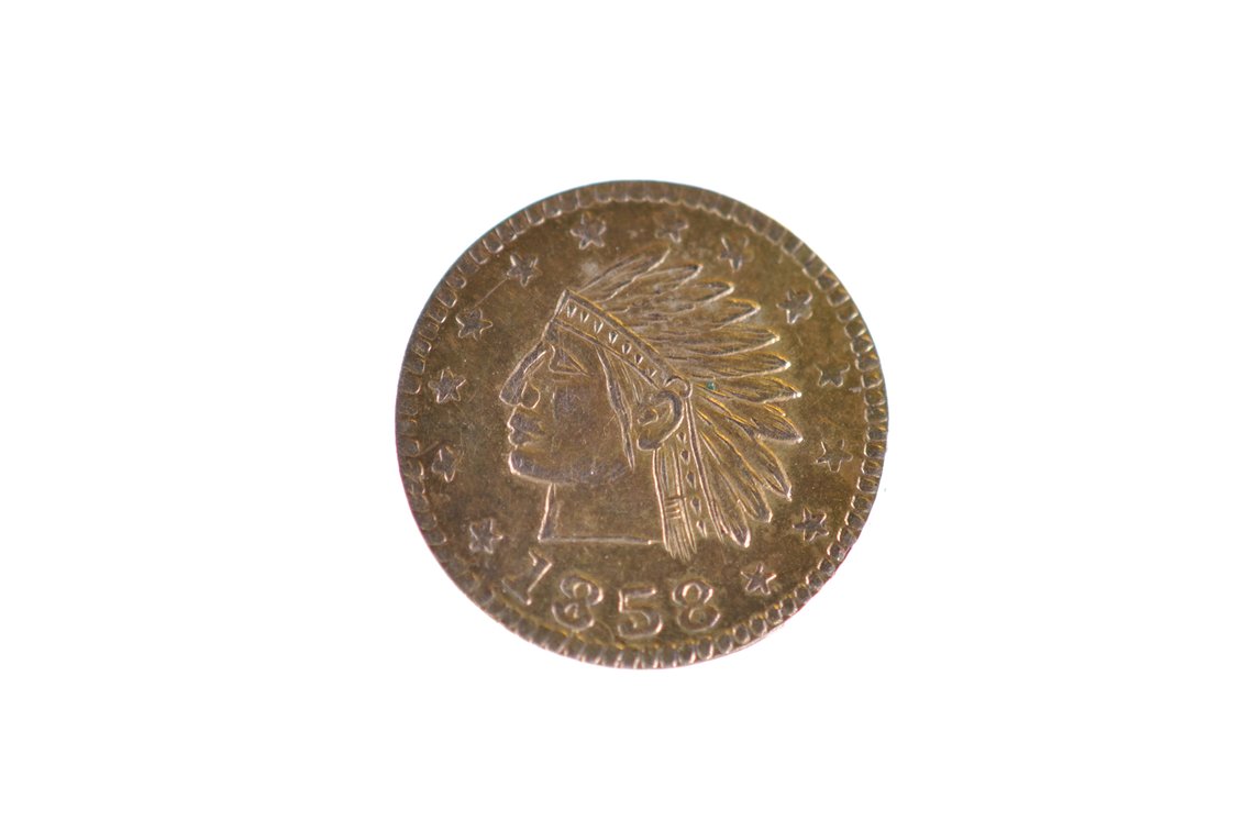 1858 Indian Head California Round Gold Coin, photo 2 of 4