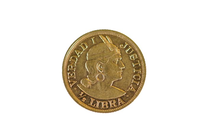 1907 Peruvian 1/2 Libra Gold Coin