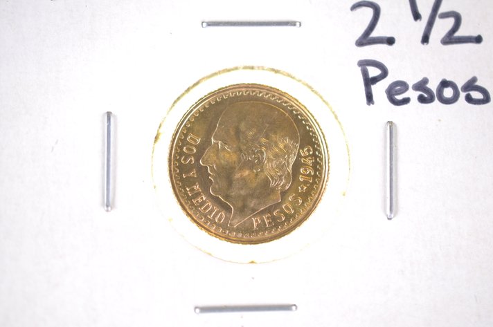 1945 Likely a Restrike Mexican 2 1/2 Pesos Gold Coin