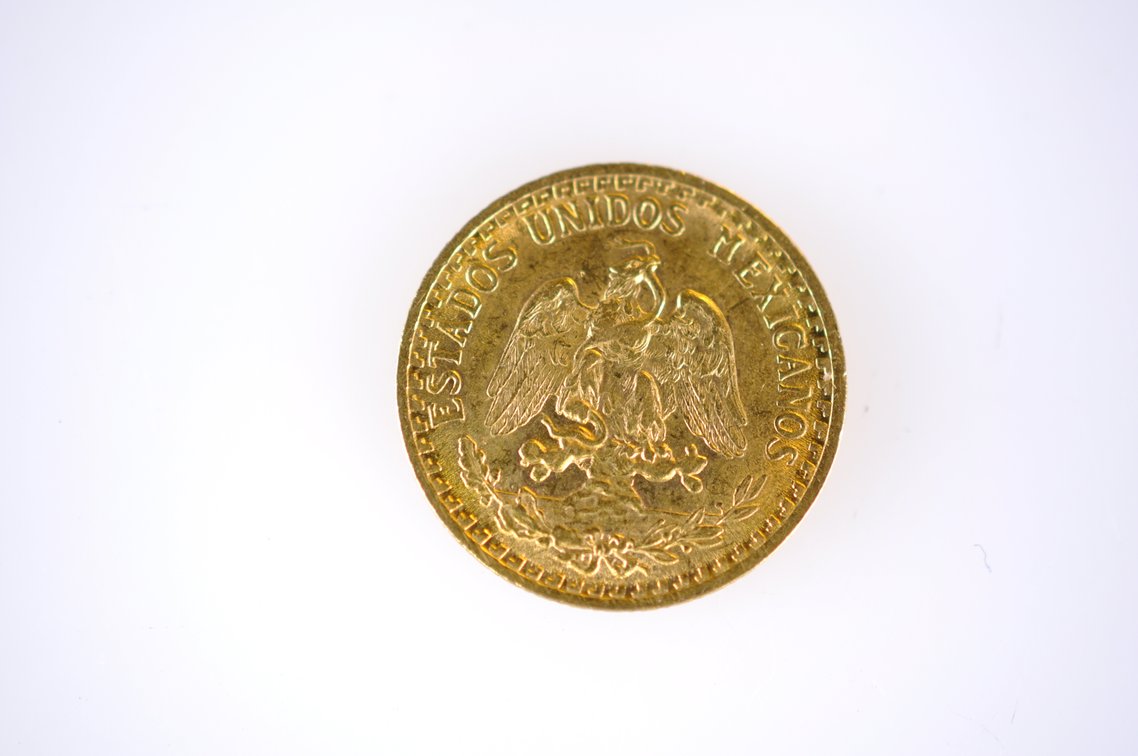 1919 Two Pesos Mexican Gold Coin, photo 2 of 4