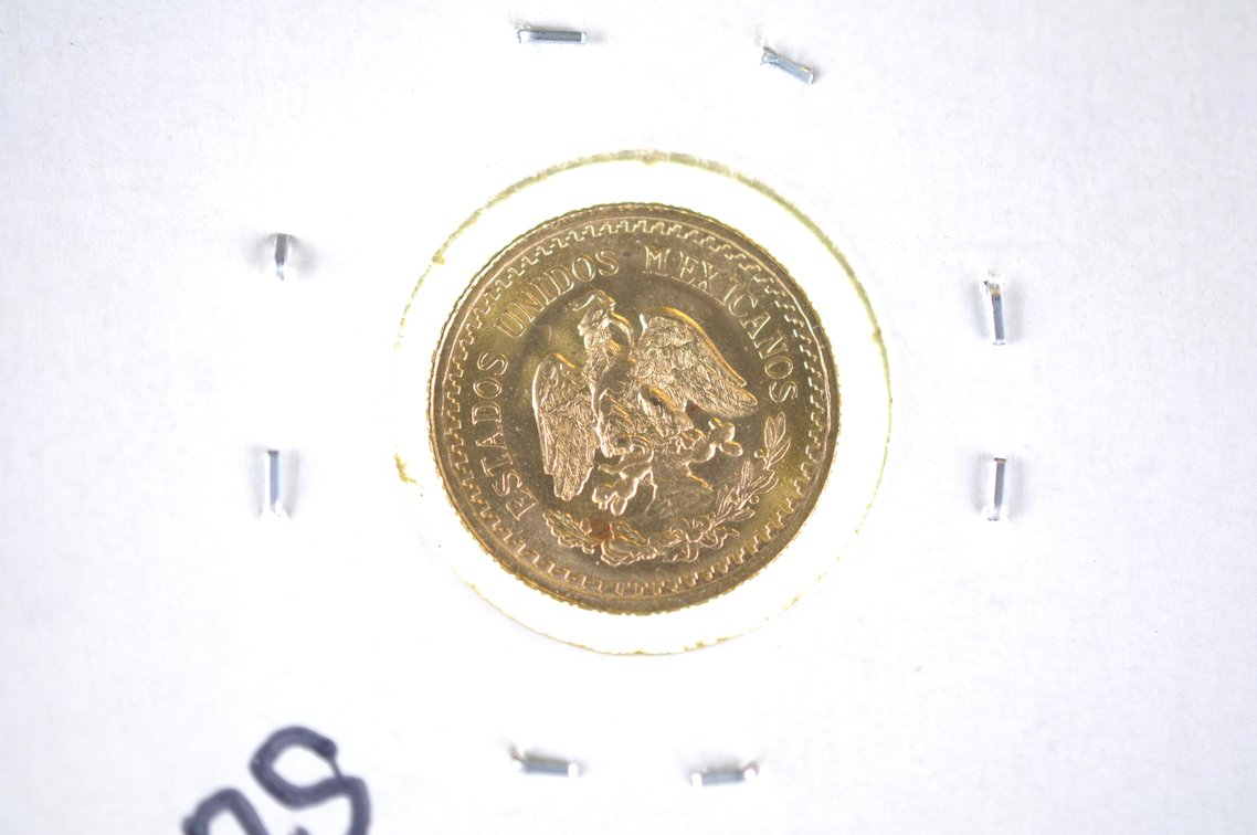 1945 Likely a Restrike Mexican 2 1/2 Pesos Gold Coin, photo 3 of 3
