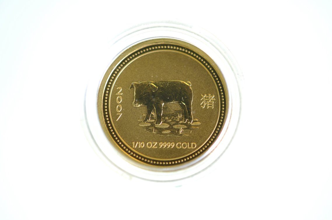2007 15 Dollars Lunar Pig Pure Gold Coin, photo 2 of 3