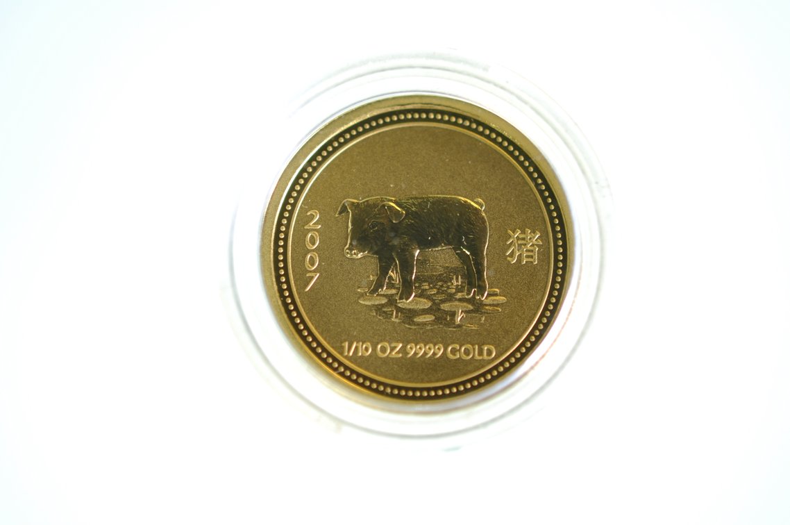 2007 15 Dollars Lunar Pig Pure Gold Coin, photo 3 of 3