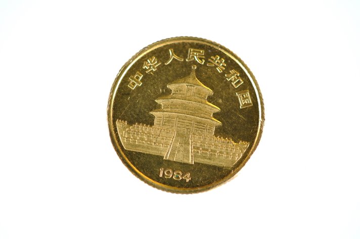 1984 Chinese Panda Ten Yuan 1/10 Ozt Gold Coin