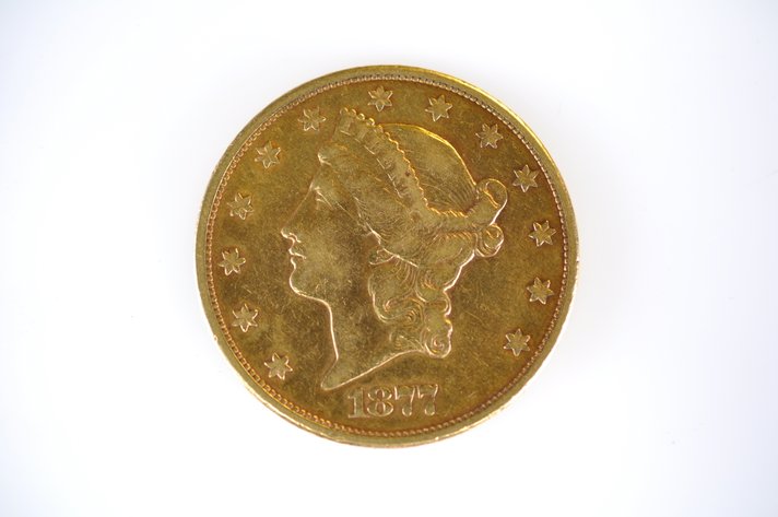 1877 Liberty Head Double Eagle Twenty Dollars Gold Coin