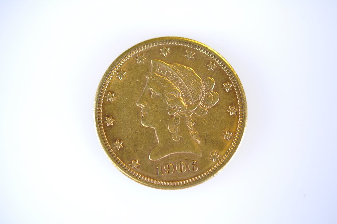 1906 Liberty Head Gold Eagle Ten Dollars Gold Coin, photo 2 of 3