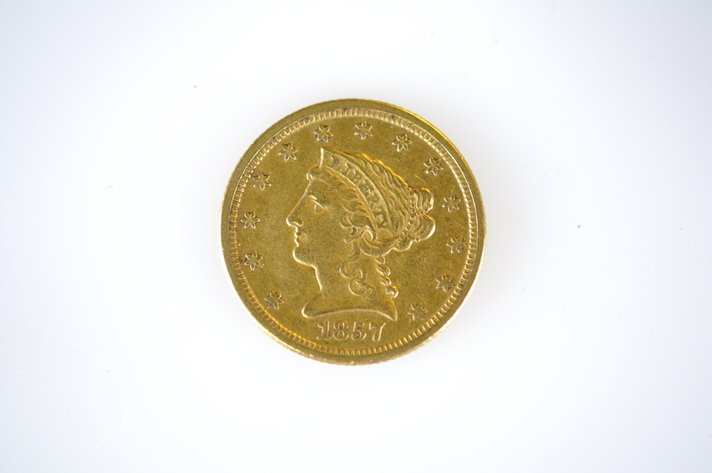 1857 Liberty Head Eagle Two and a Half Dollar Gold Coin
