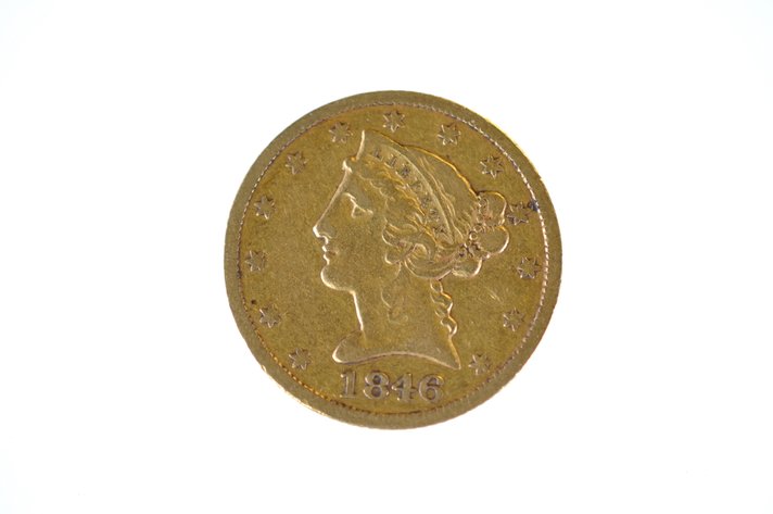 1846 Liberty Head Five Dollars Gold Coin