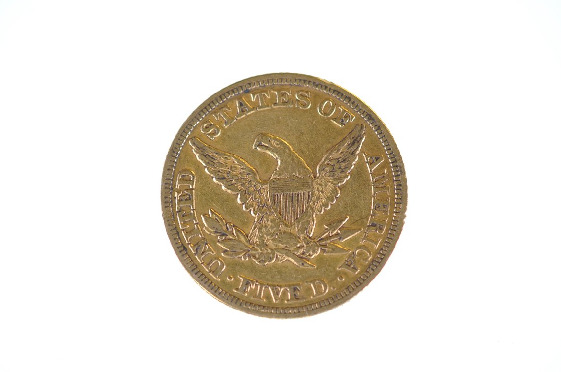 1855 Liberty Head Five Dollars Gold Coin, photo 2 of 2