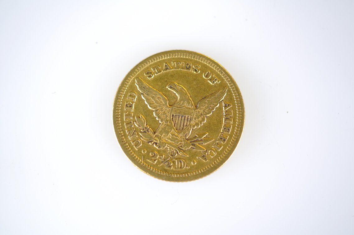 1857 Liberty Head Eagle Two and a Half Dollar Gold Coin, photo 2 of 2
