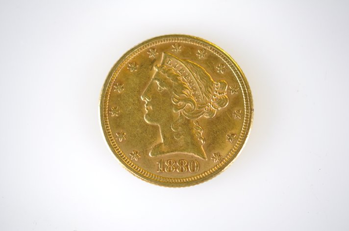 1880 Liberty Head Five Dollars Gold Coin