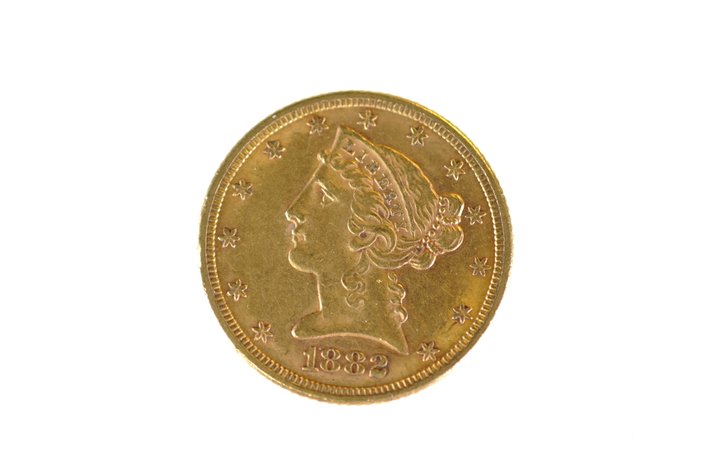 1882 Liberty Head Five Dollars Gold Coin