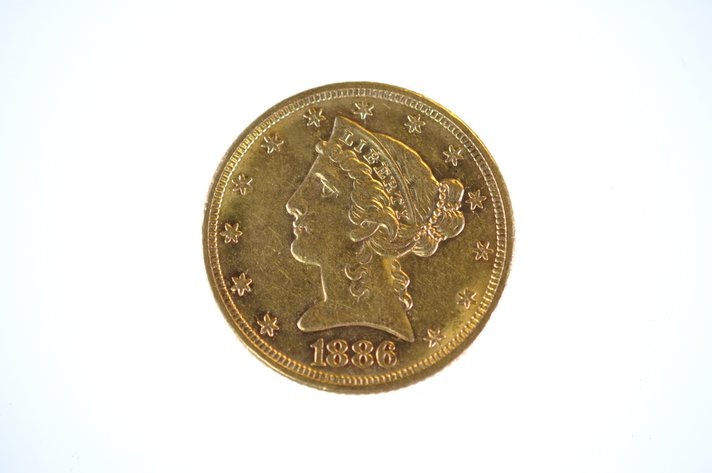 1886 Liberty Head Five Dollars Gold Coin