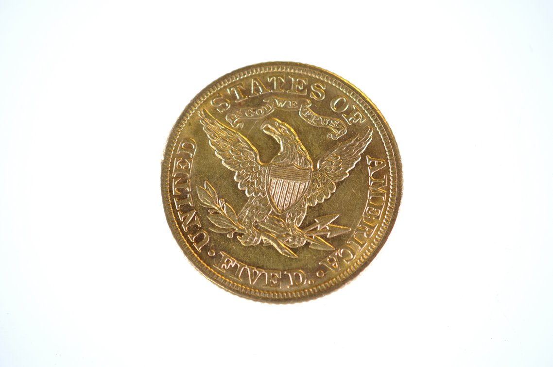 1886 Liberty Head Five Dollars Gold Coin, photo 2 of 2