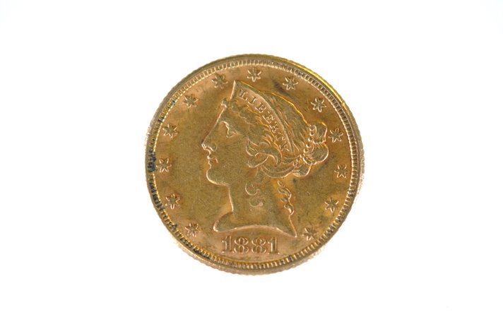1881 Liberty Head Five Dollars Gold Coin
