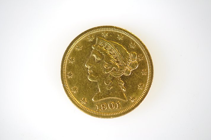 1901 Liberty Head Five Dollars Gold Coin
