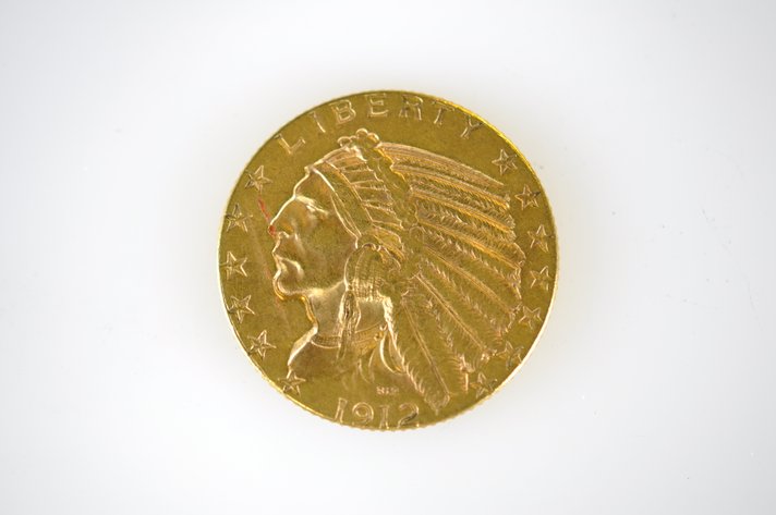 1912 Indian Head Five Dollar Gold Coin