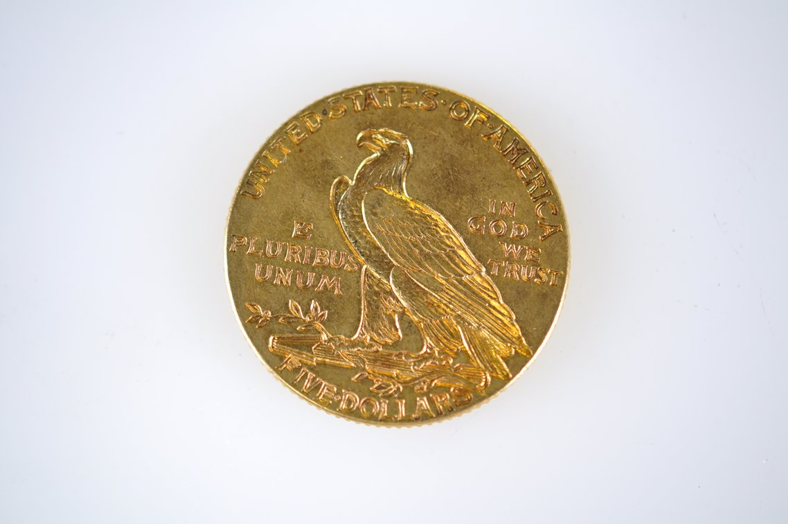 1912 Indian Head Five Dollar Gold Coin, photo 3 of 3