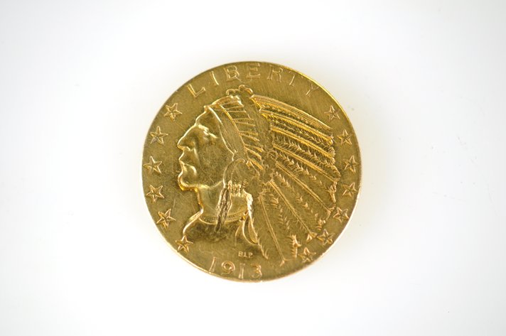 1913 Indian Head Five Dollar Gold Coin